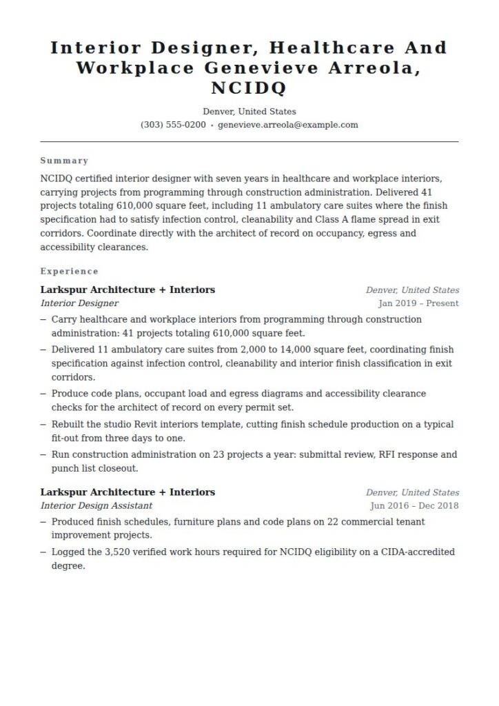Interior Designer Resume Examples & Templates