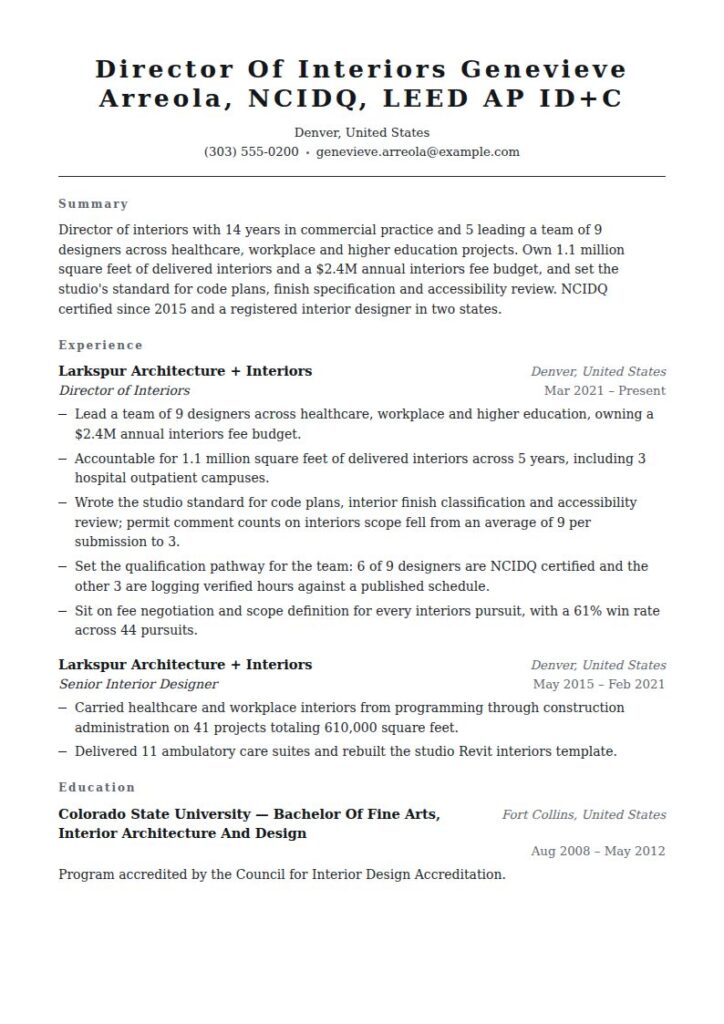Interior Designer Resume Examples & Templates