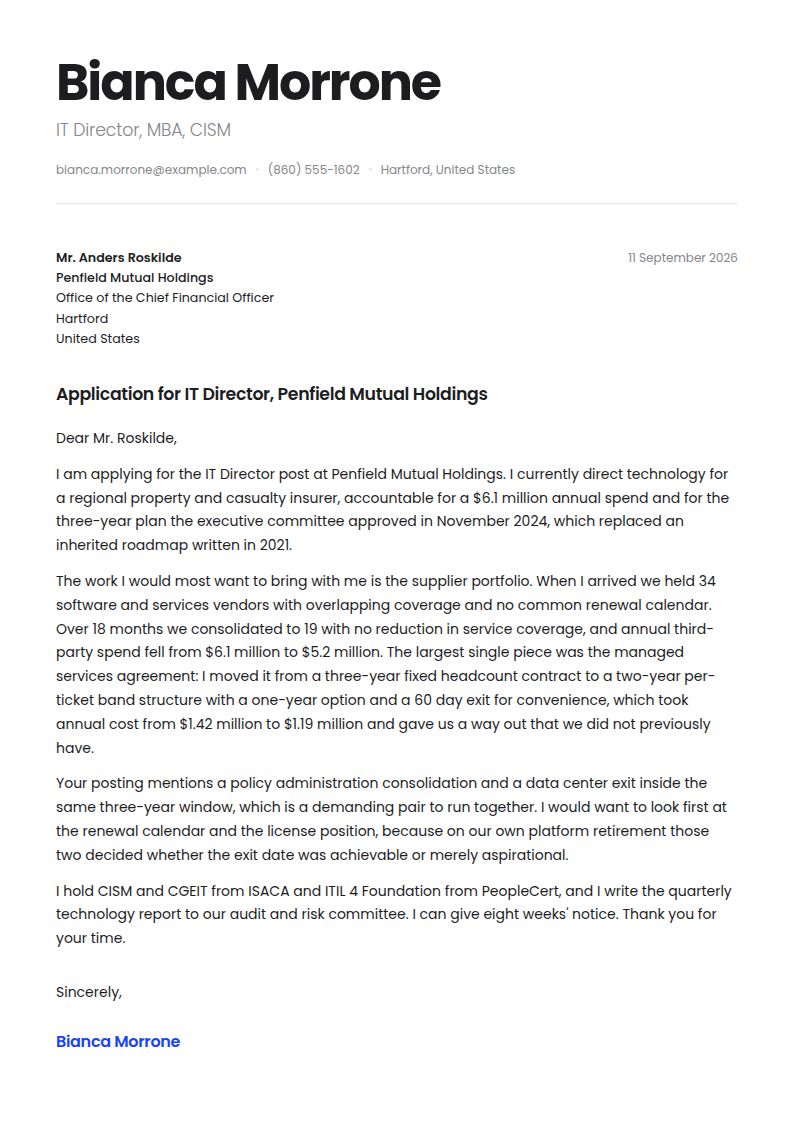 IT Director Cover Letter Examples & Templates