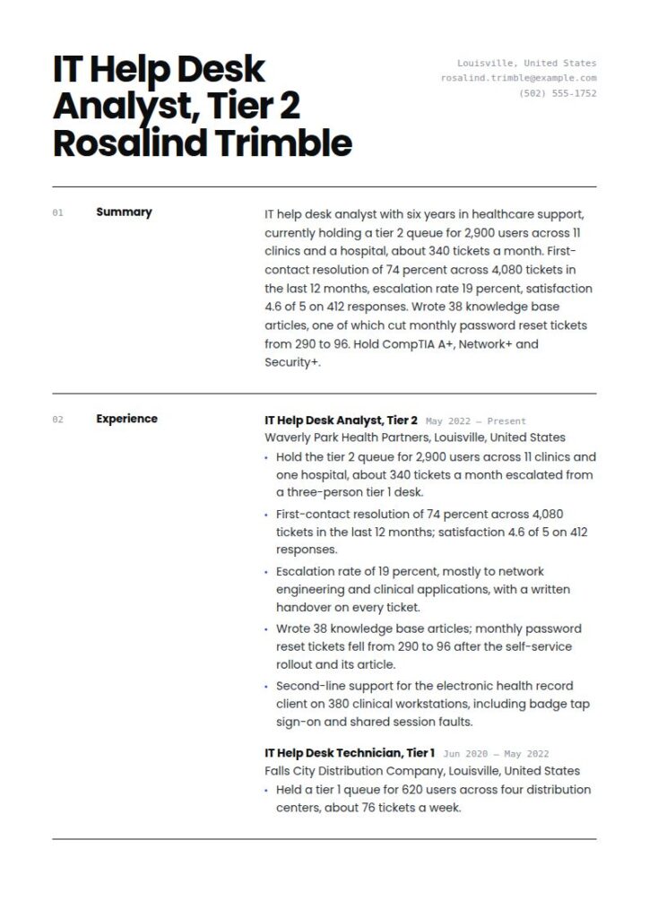 IT Help Desk Resume Examples & Templates