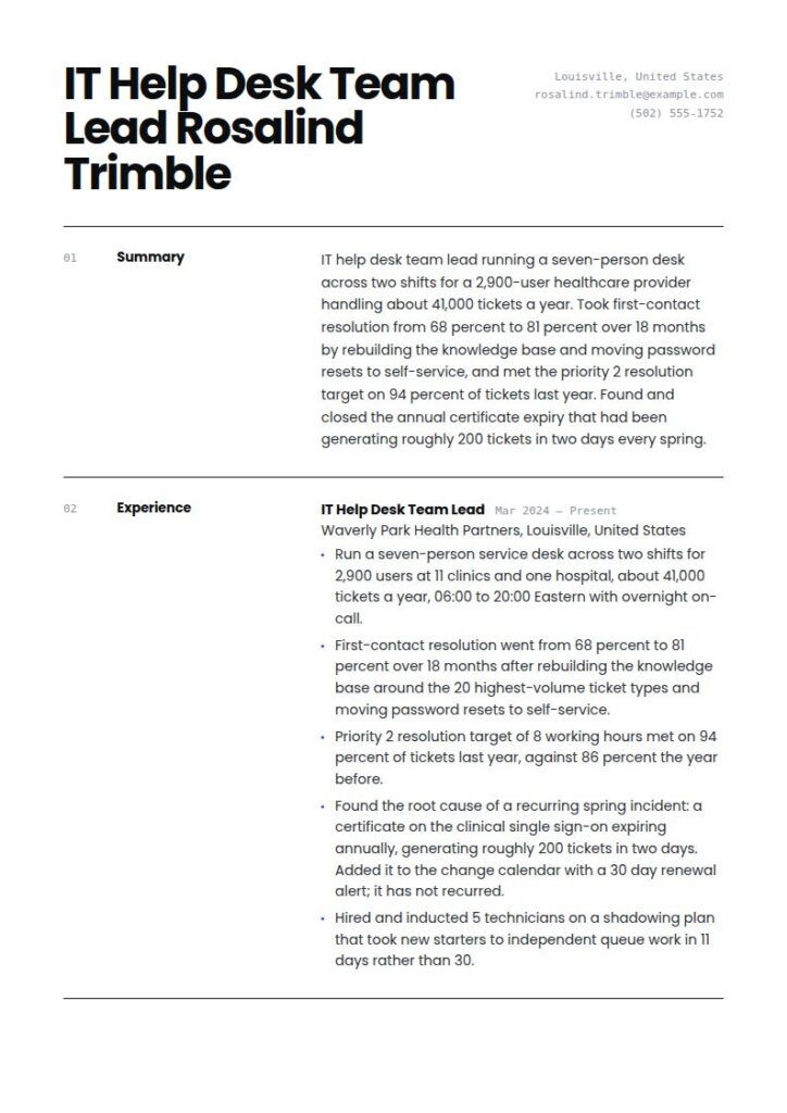 IT Help Desk Resume Examples & Templates