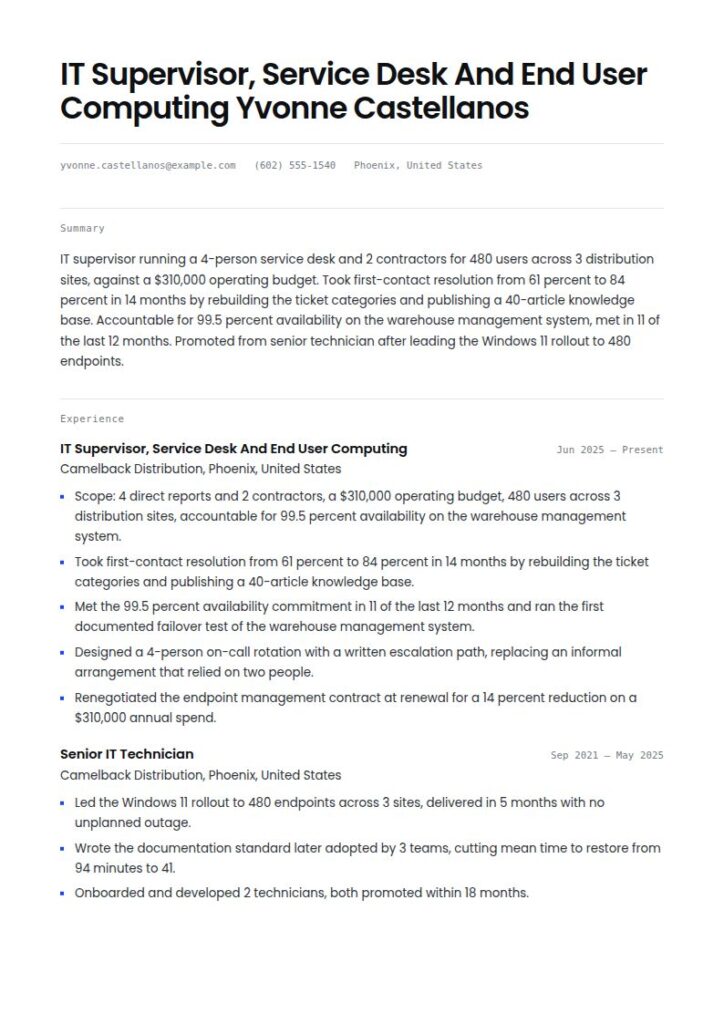 IT Manager Resume Examples & Templates