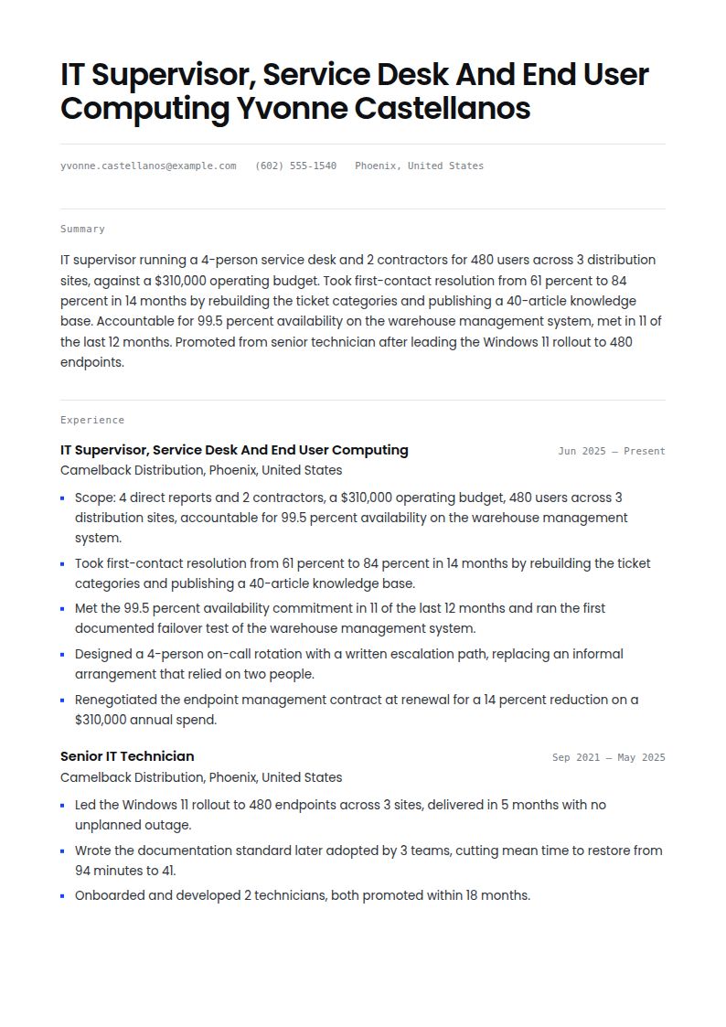 IT Manager Resume Examples & Templates