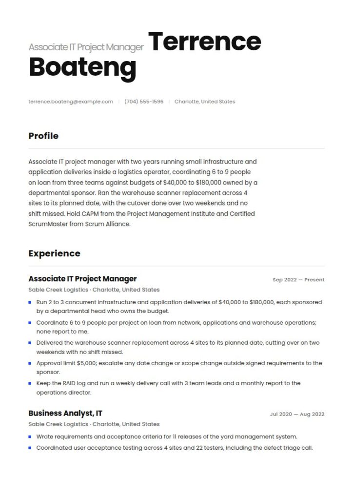 IT Project Manager Resume Examples & Templates