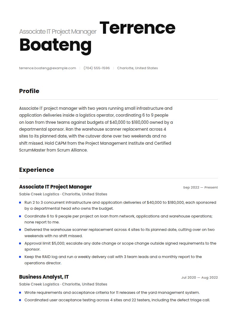 IT Project Manager Resume Examples & Templates
