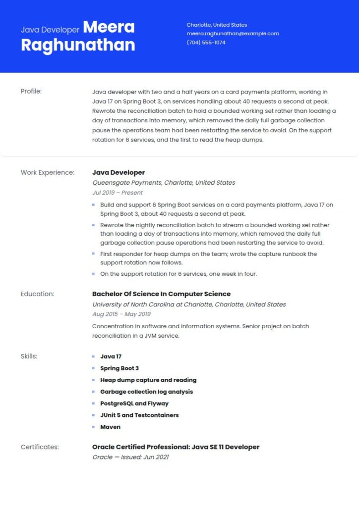 Java Developer Resume Examples & Templates