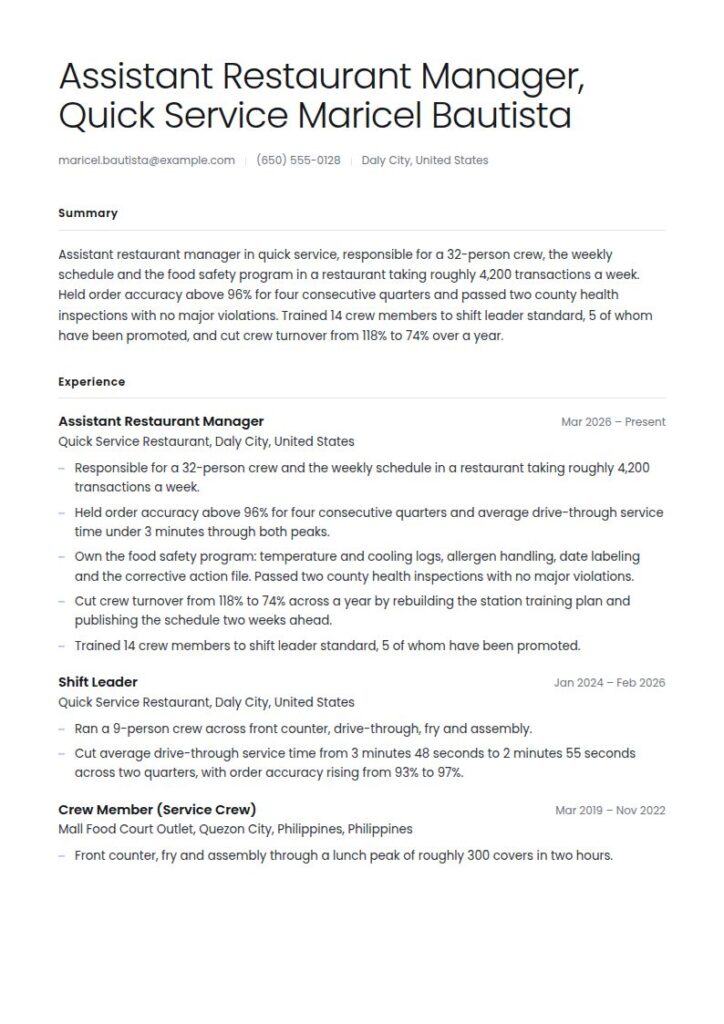Jollibee Resume Examples & Templates