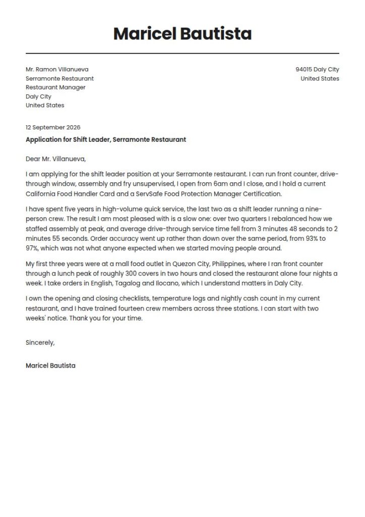Jollibee Cover Letter Examples & Templates