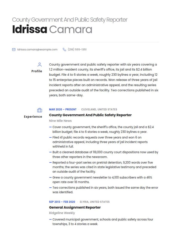 Journalist Resume Examples & Templates
