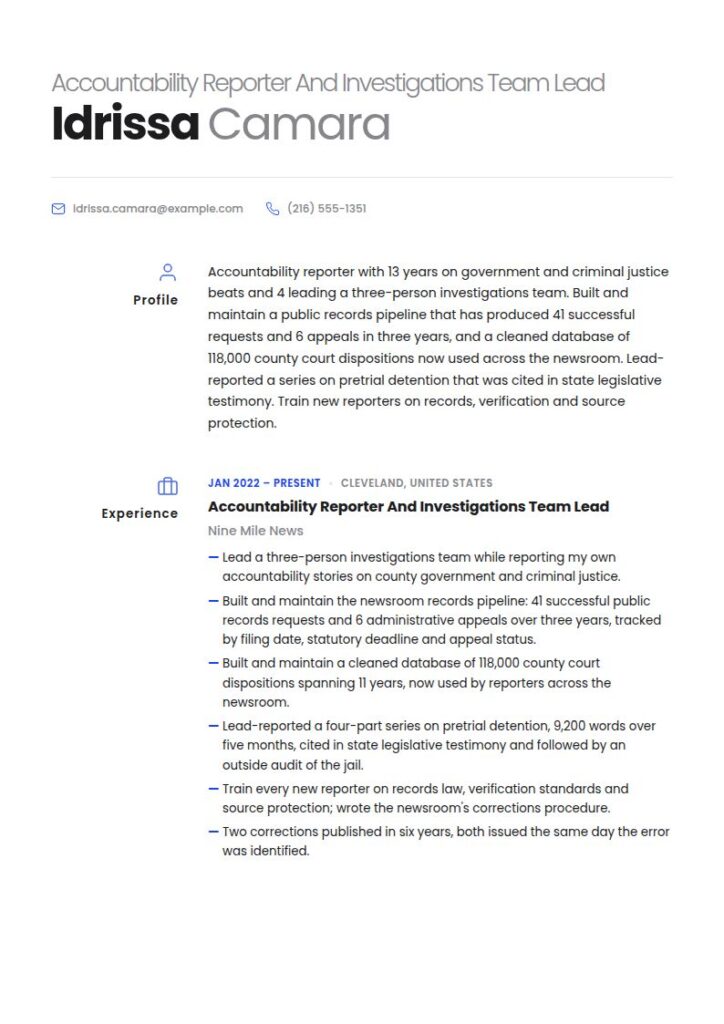 Journalist Resume Examples & Templates