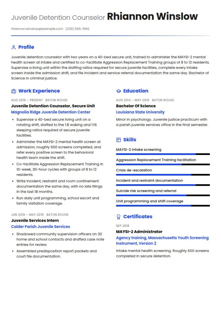 Juvenile Counselor Resume Examples & Templates
