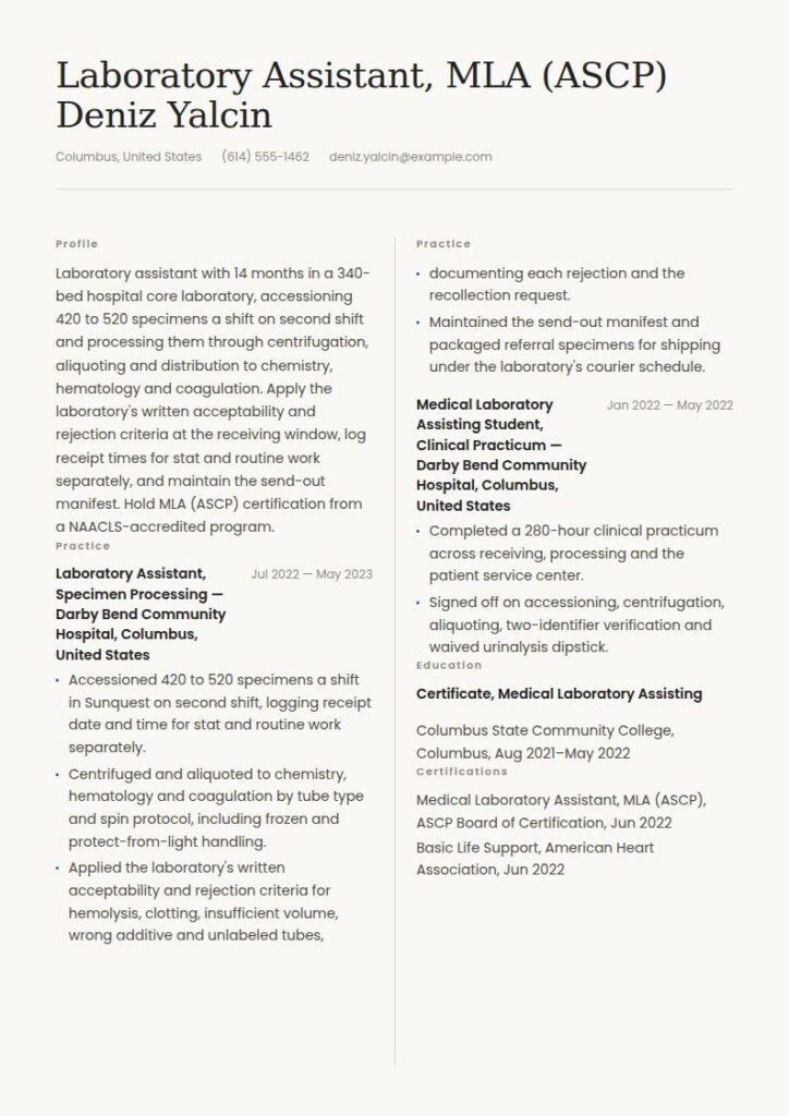 Lab Assistant Resume Examples & Templates