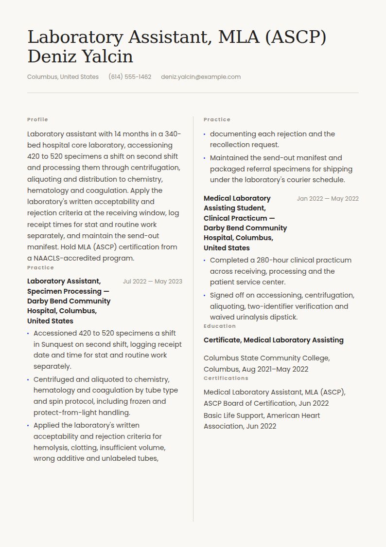 Lab Assistant Resume Examples & Templates