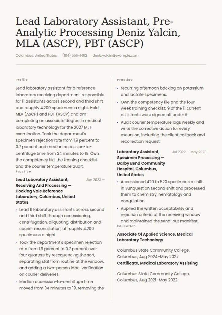 Lab Assistant Resume Examples & Templates