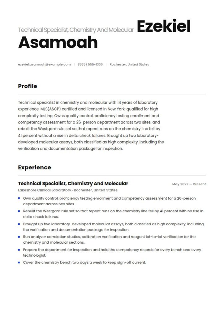 Lab Technician Resume Examples & Templates
