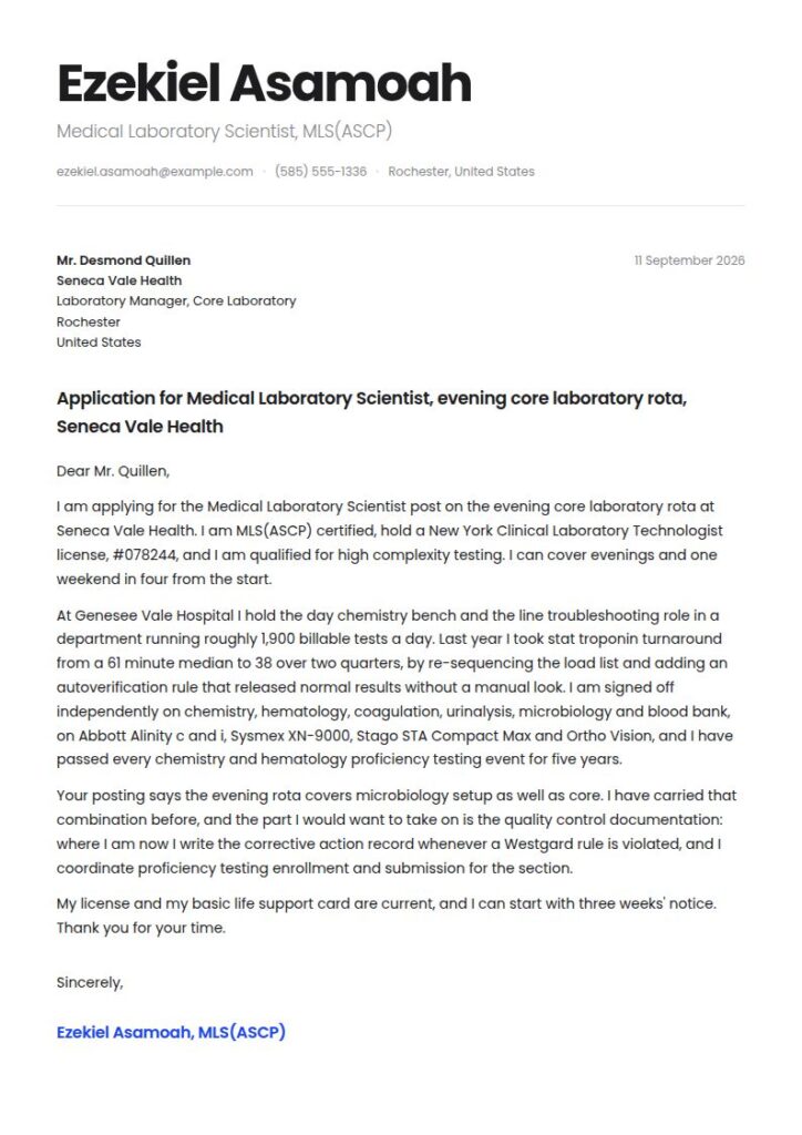 Lab Technician Cover Letter Examples & Templates