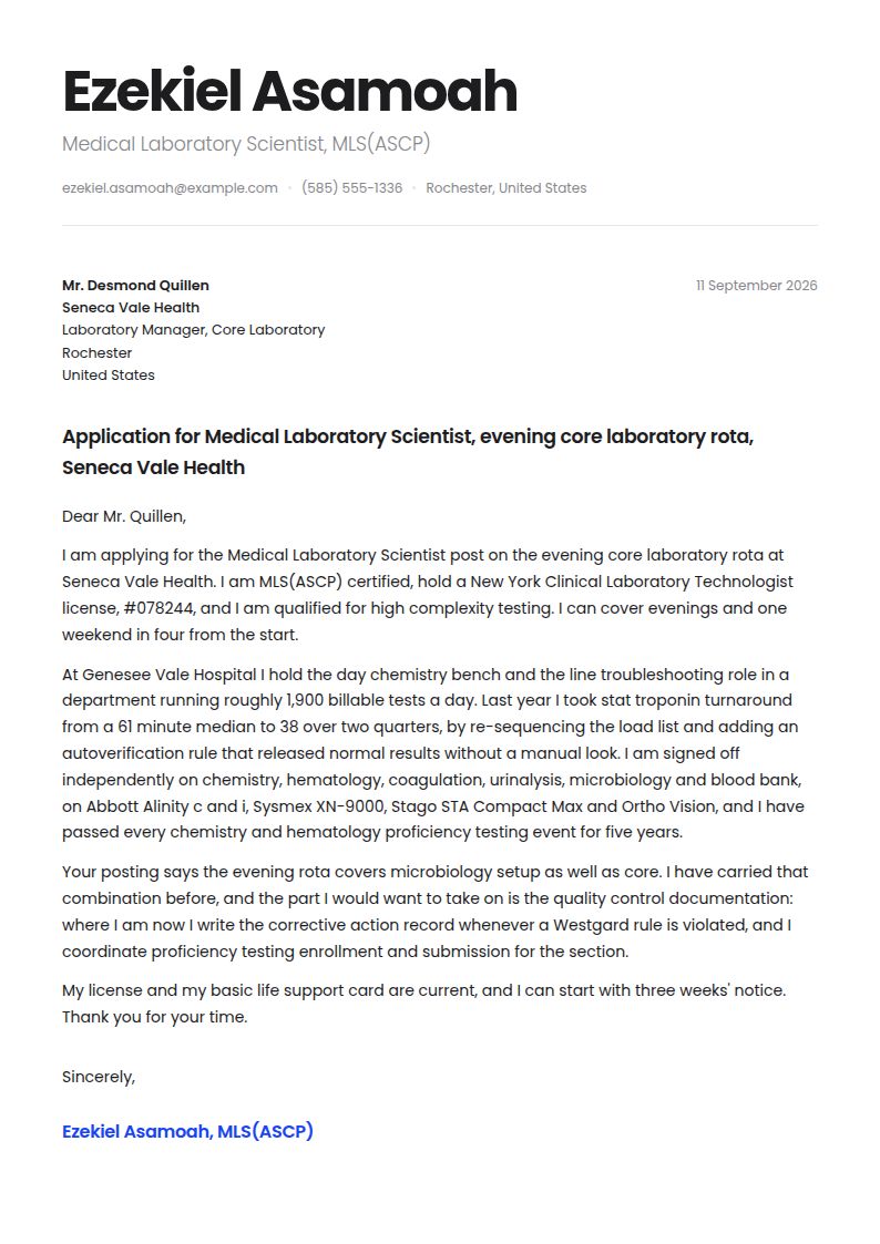 Lab Technician Cover Letter Examples & Templates