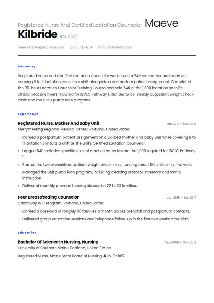Lactation Consultant Resume Examples & Templates
