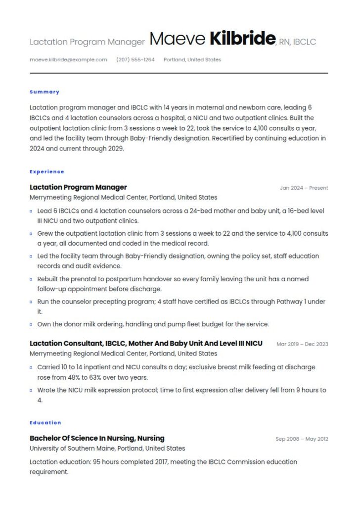 Lactation Consultant Resume Examples & Templates
