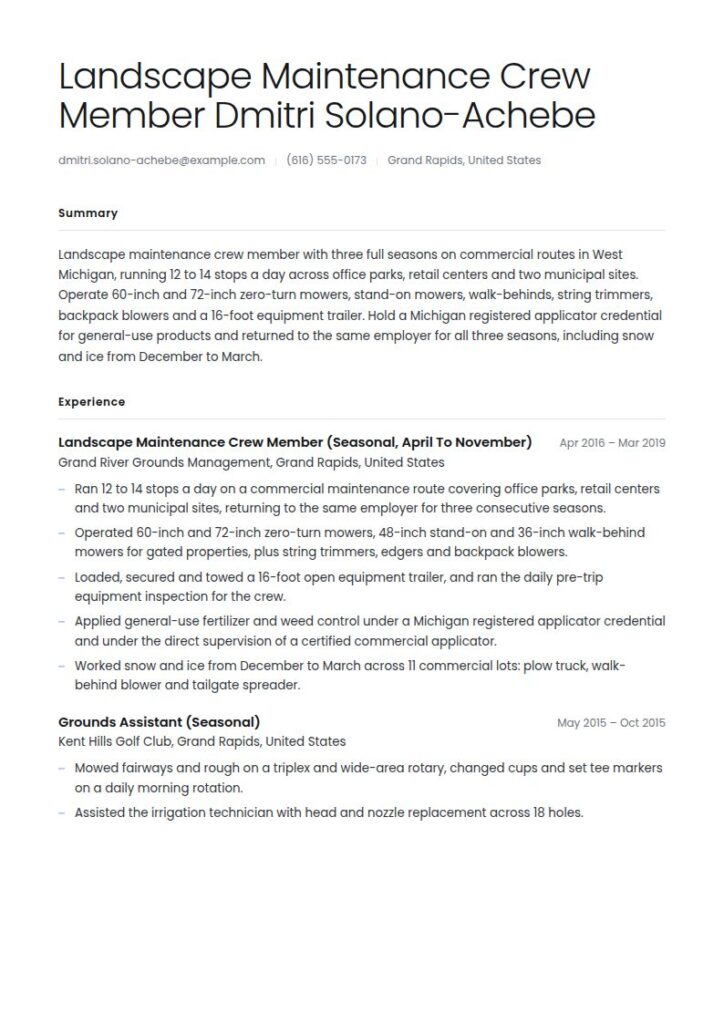 Landscaping Resume Examples & Templates