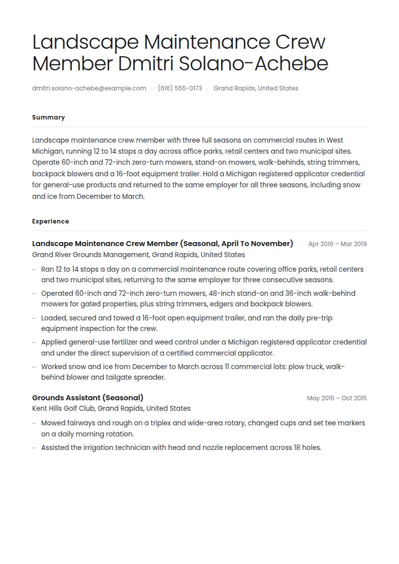 Landscaping Resume Examples & Templates