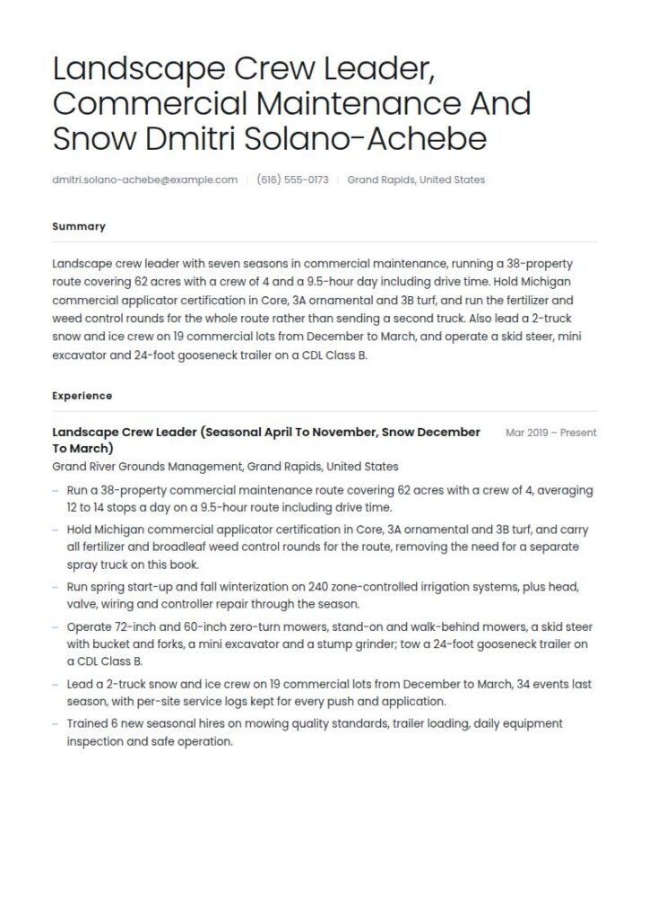 Landscaping Resume Examples & Templates