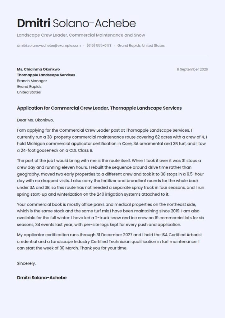 Landscaping Cover Letter Examples & Templates