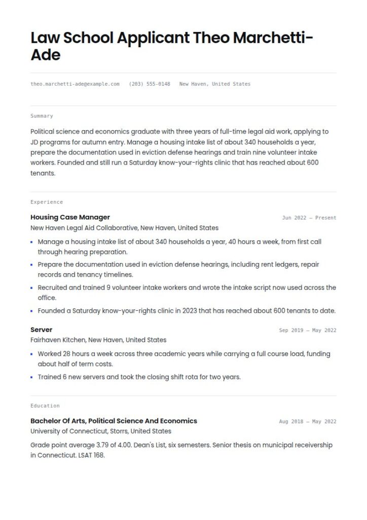 Law School Resume Examples & Templates