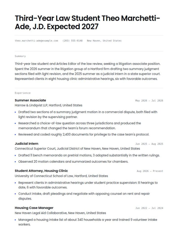 Law School Resume Examples & Templates