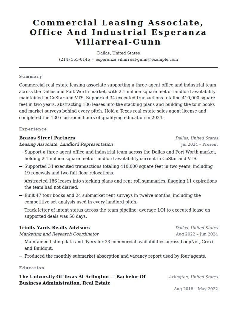 Leasing Agent Resume Examples & Templates