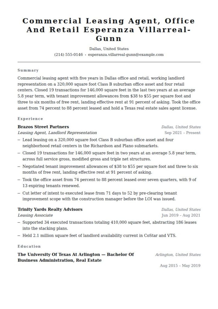 Leasing Agent Resume Examples & Templates