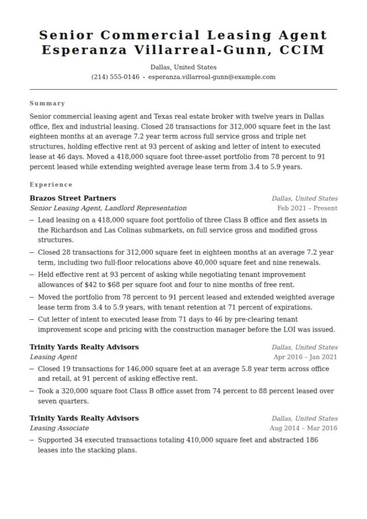 Leasing Agent Resume Examples & Templates