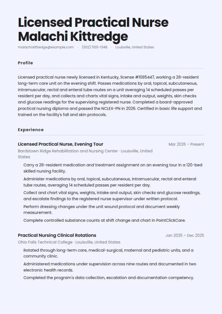 Licensed Practical Nurse (LPN) Resume Examples & Templates