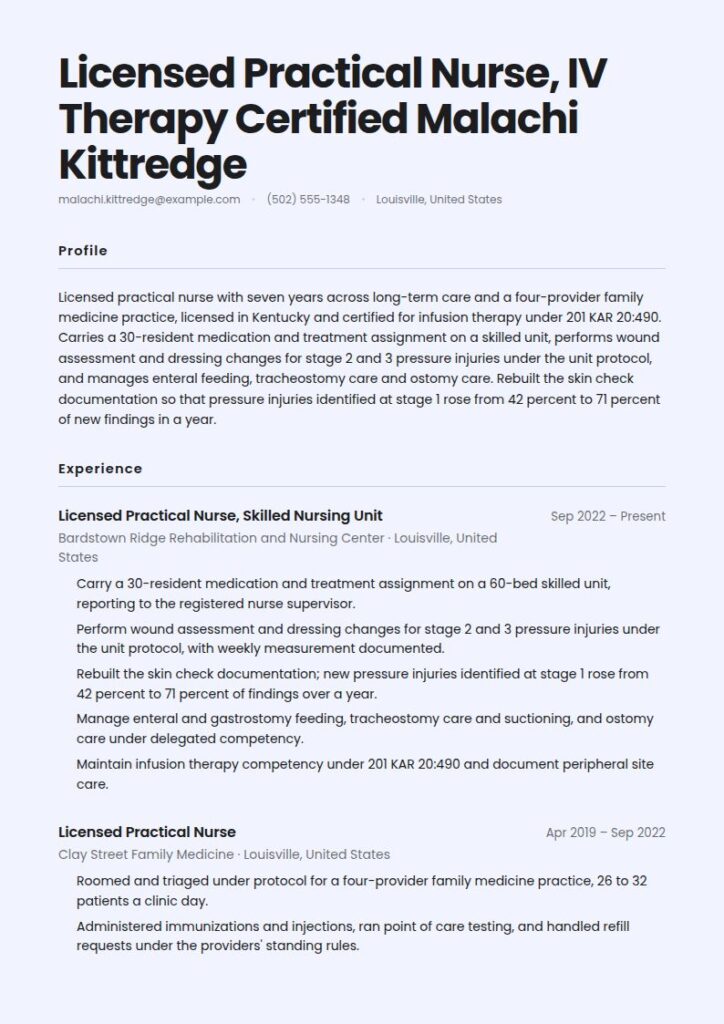 Licensed Practical Nurse (LPN) Resume Examples & Templates