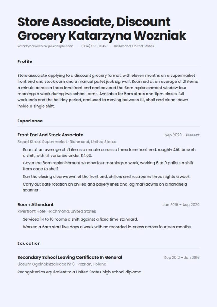Lidl Resume Examples & Templates