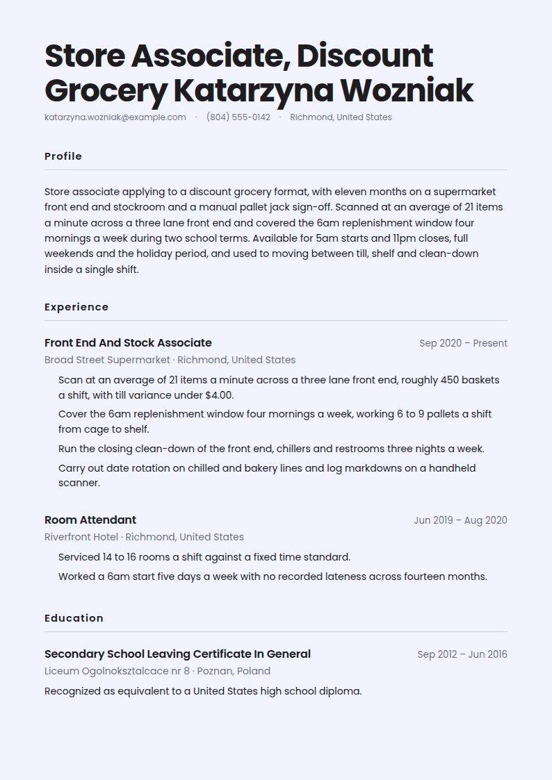 Lidl Resume Examples & Templates