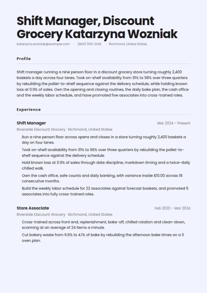 Lidl Resume Examples & Templates