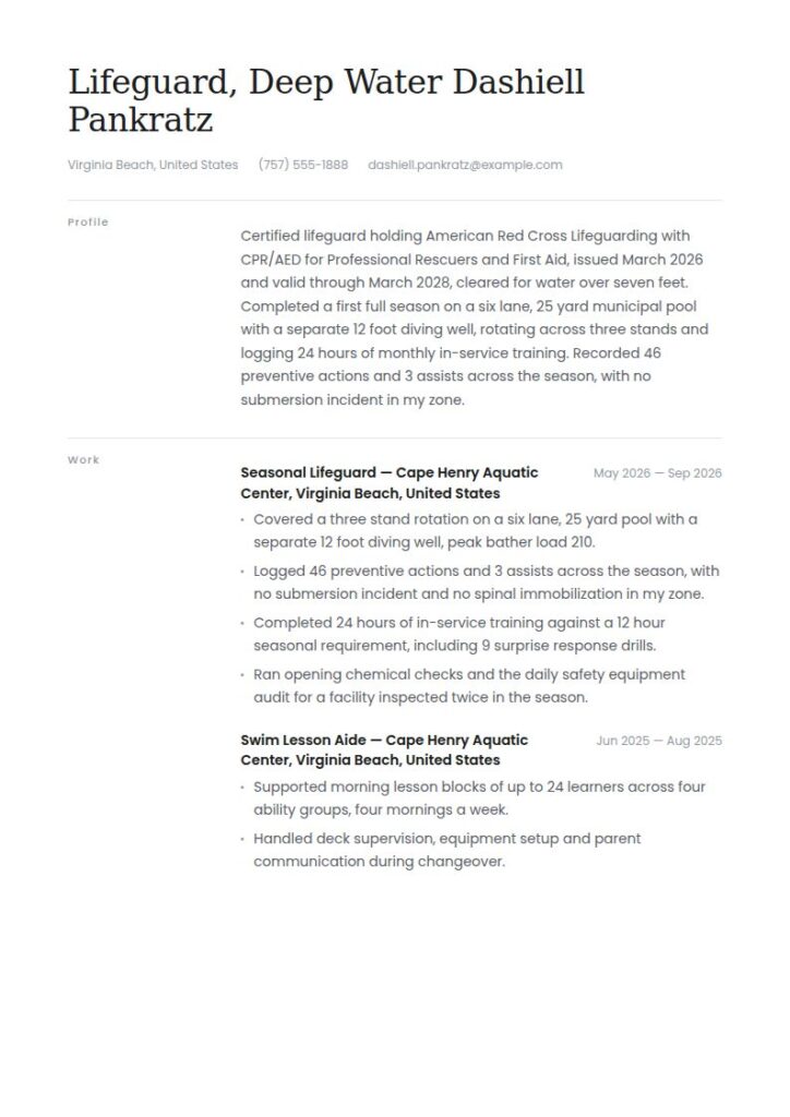 Lifeguard Resume Examples & Templates