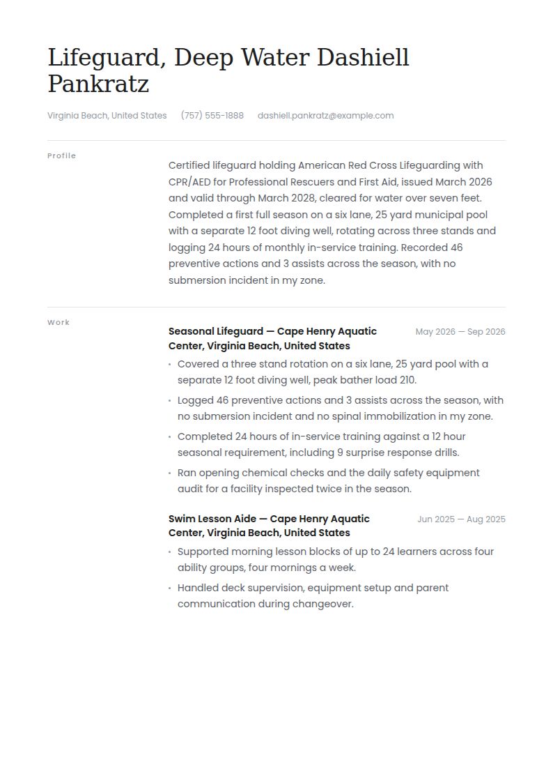 Lifeguard Resume Examples & Templates