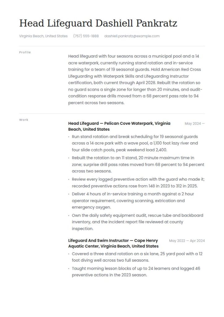 Lifeguard Resume Examples & Templates
