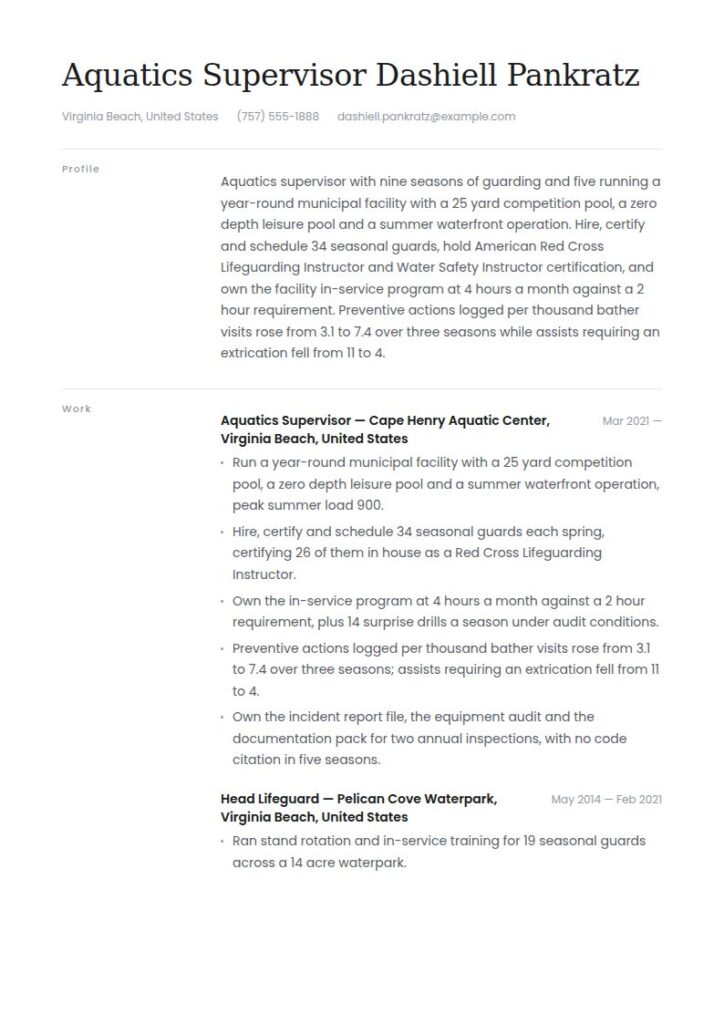 Lifeguard Resume Examples & Templates