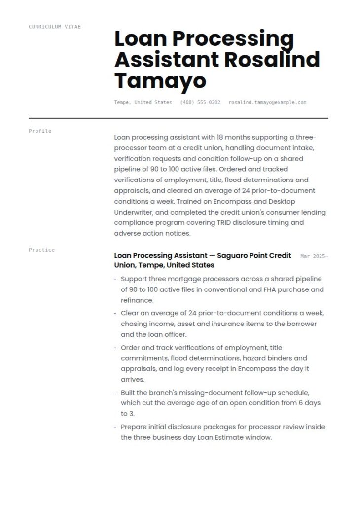 Loan Processor Resume Examples & Templates
