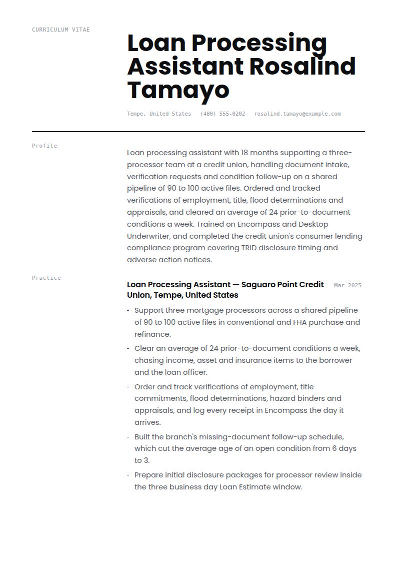 Loan Processor Resume Examples & Templates