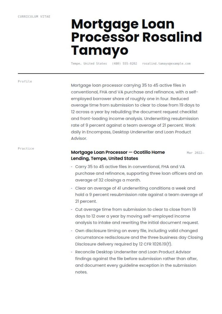 Loan Processor Resume Examples & Templates