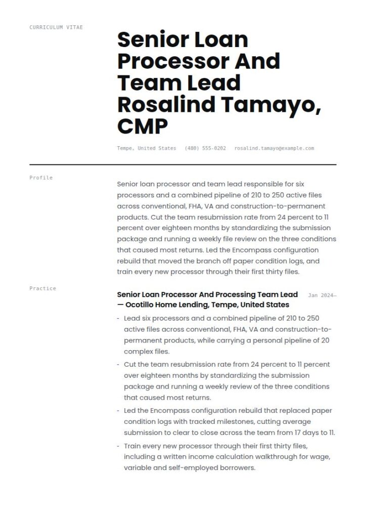 Loan Processor Resume Examples & Templates