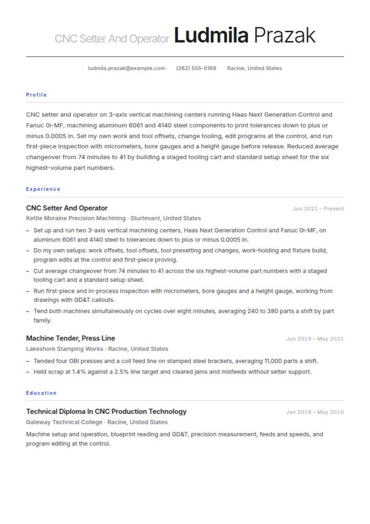 Machine Operator Resume Examples & Templates