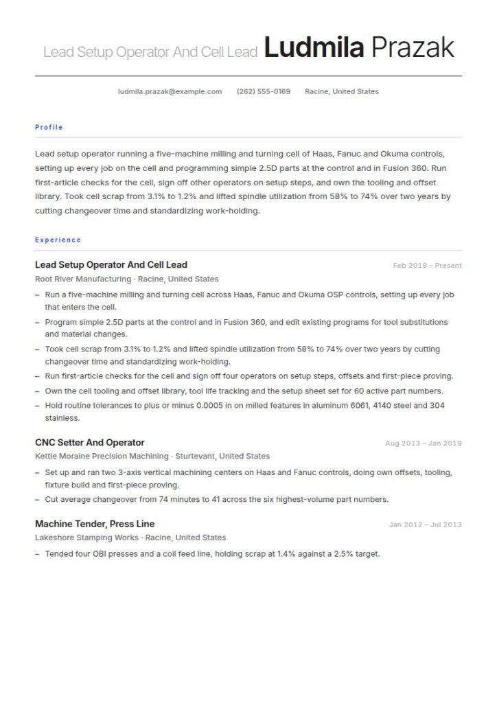 Machine Operator Resume Examples & Templates