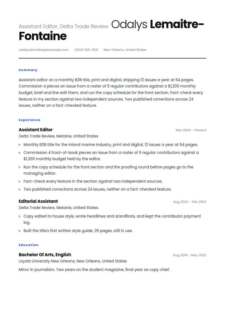Magazine Editor Resume Examples & Templates