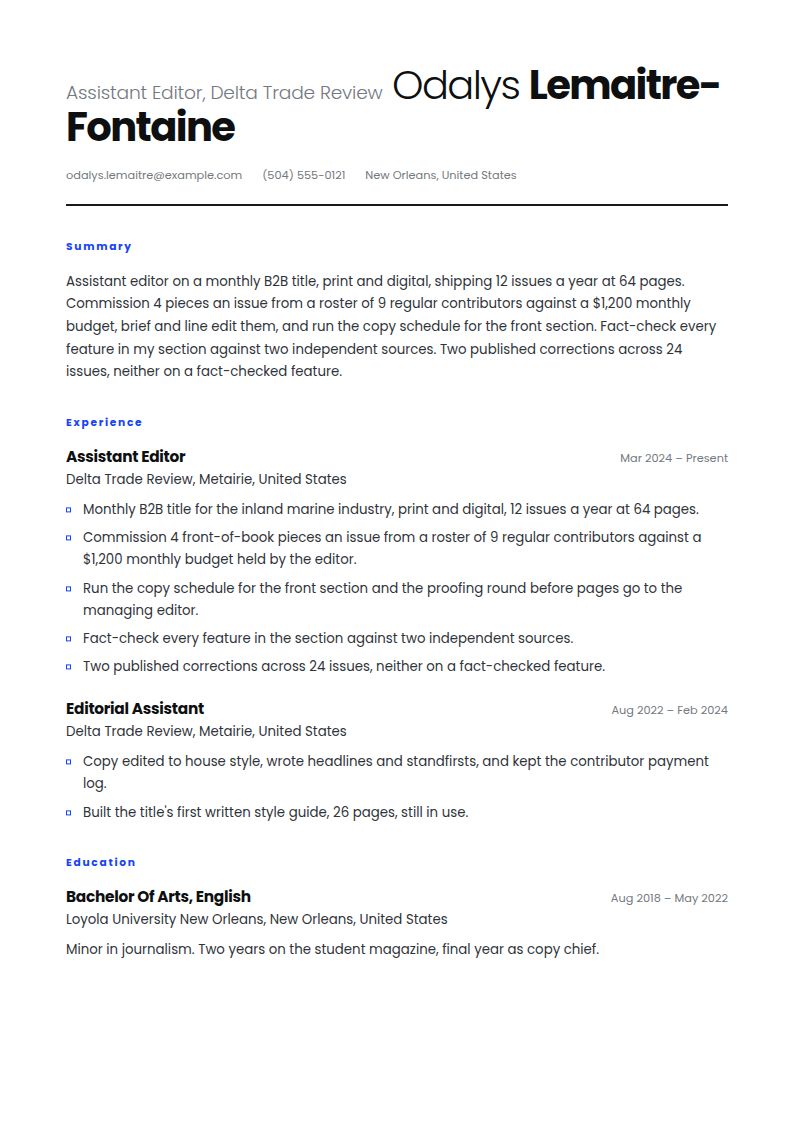 Magazine Editor Resume Examples & Templates