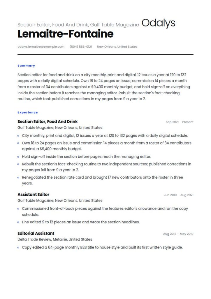 Magazine Editor Resume Examples & Templates